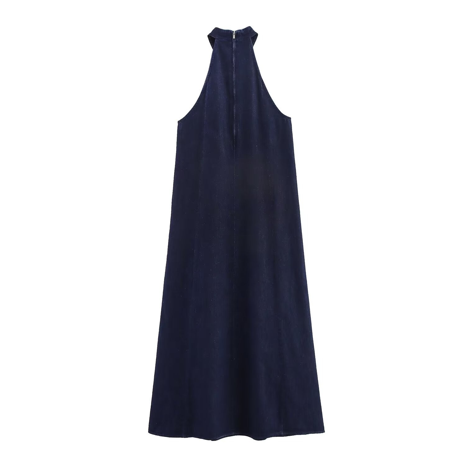 Hanging neck denim dress