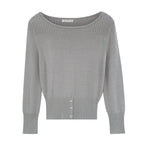 Haut en maille chic, ajusté, boutonné, coupe slim pour femme, coupe courte, manches longues