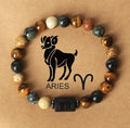 Bracelet Perlé Pierre Naturelle Œil de Tigre Signe Zodiaque