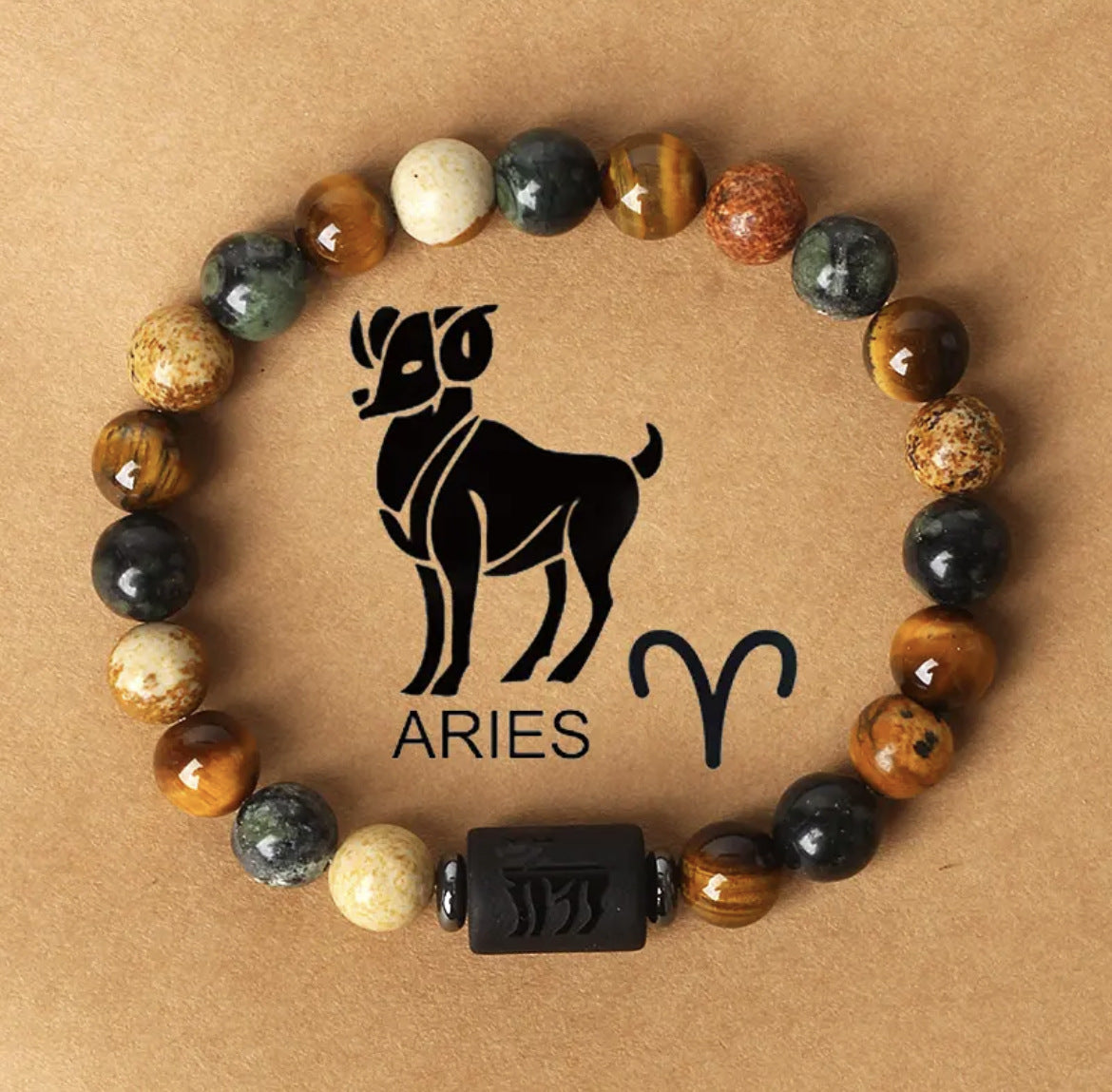Bracelet Perlé Pierre Naturelle Œil de Tigre Signe Zodiaque