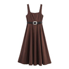 Belt and Flute Strap Dress