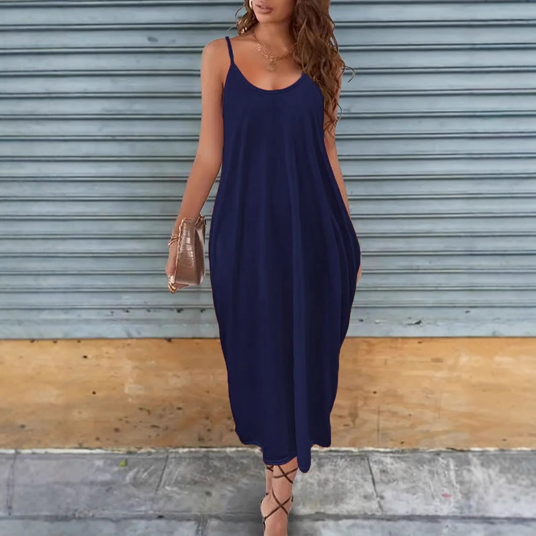 Robe décontractée sans bretelles unie pour femme