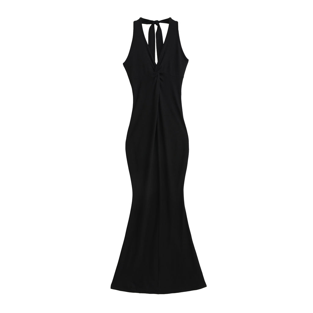 Knot neck slimming dress