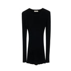 Pull en maille de laine unie pour femme, coupe ajustée, mi-long, manches longues