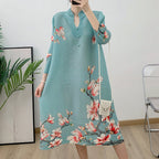 Folded dress for women color blocked loose A dress