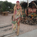 Perspective printed vacation dress