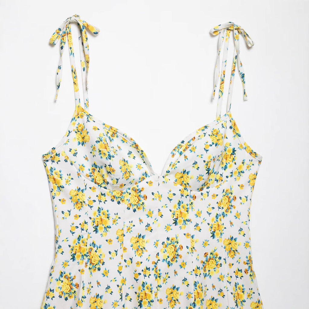 Flower printed poplin dress