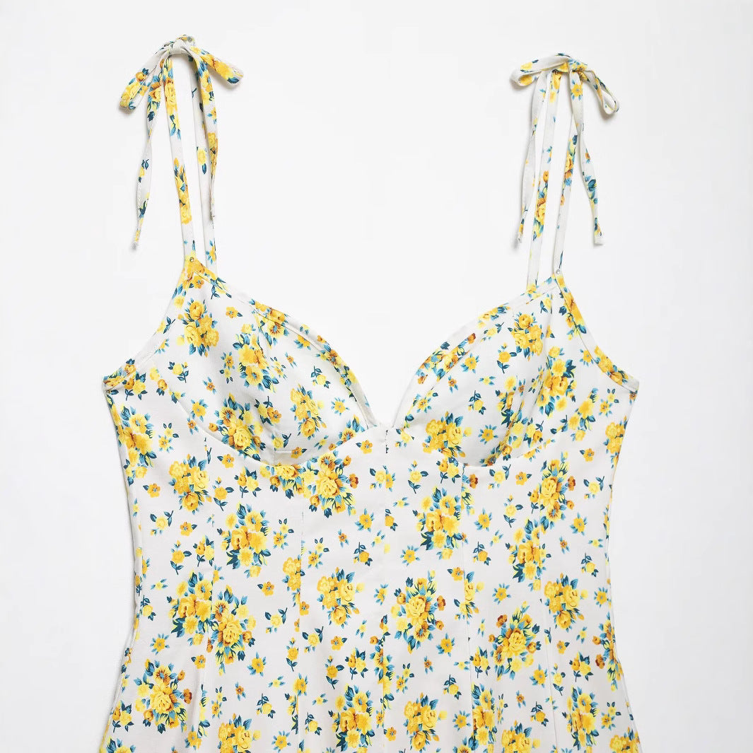 Flower printed poplin dress