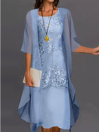 Ensemble robe élégante en dentelle et mousseline