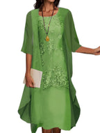 Ensemble robe élégante en dentelle et mousseline