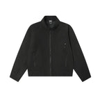 Solid color workwear stand up collar zipper jacket