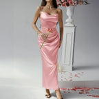 Dress casual sexy solid color suspender dress