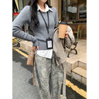 Pull en tricot de laine et soie de vison à col U pour femme, manches longues, couche intérieure épaisse et chaude