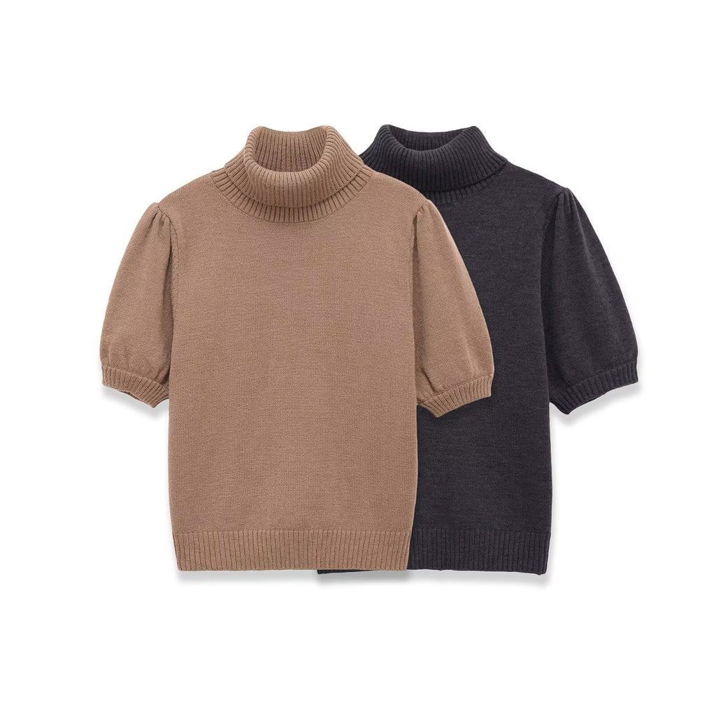 Pull en tricot à manches courtes et bulles pour femmes