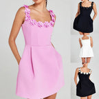 Nouvelle robe décontractée ample sans manches avec bretelles et poches pour femme
