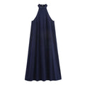 Hanging neck denim dress