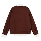 Sweater Women College Style Patchwork Polo Shirt Slim Fit Inner Layer Knit Top