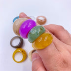 Set 12 Bagues Acryliques Colorées