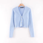 Gilet pull femme coupe slim à col en V profond et quatre boutons sur le devant avec manches longues, vente en gros
