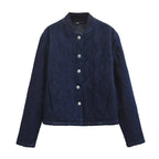 Veste Denim Délavée Col Montant