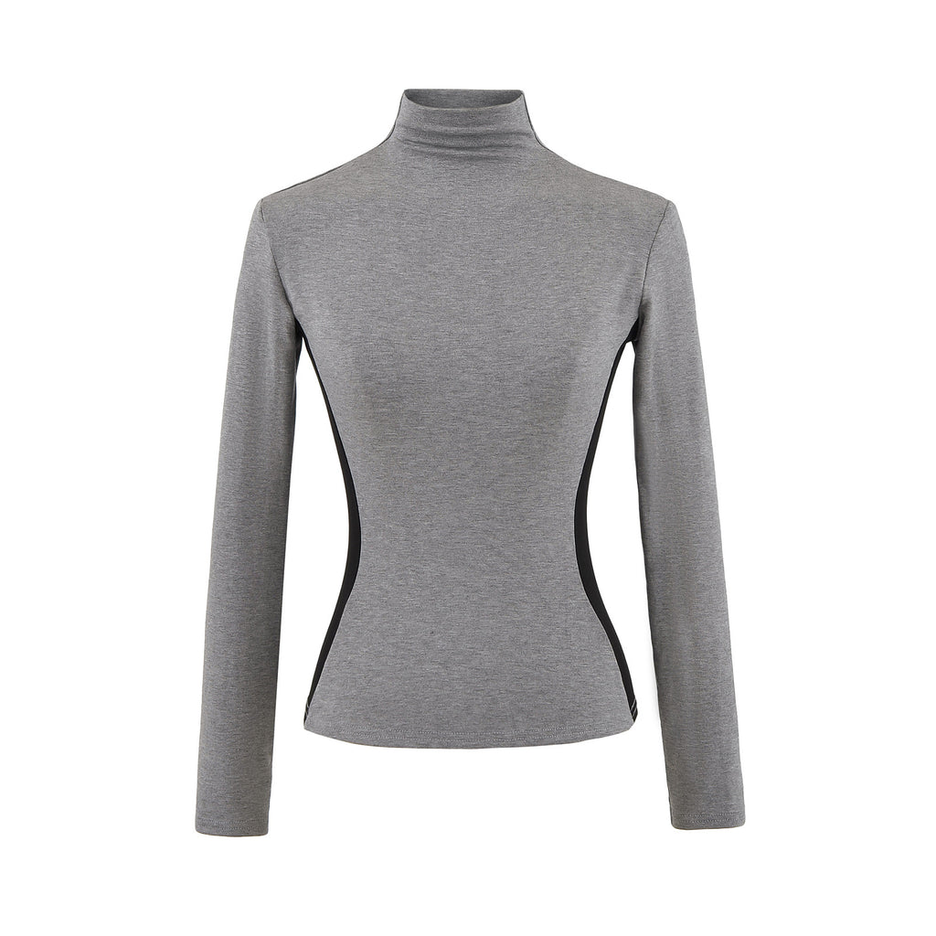 High neck slim fit long sleeved top