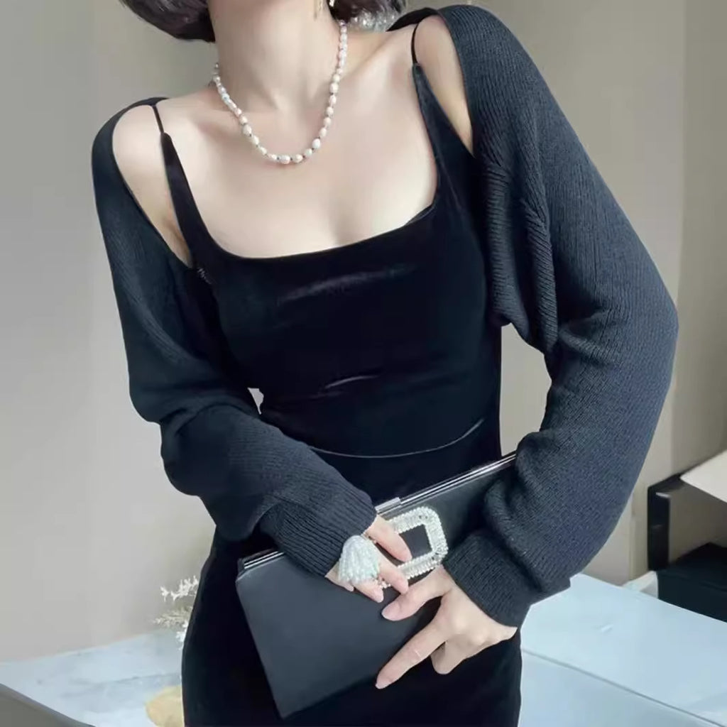 Robe en velours doré pour femme