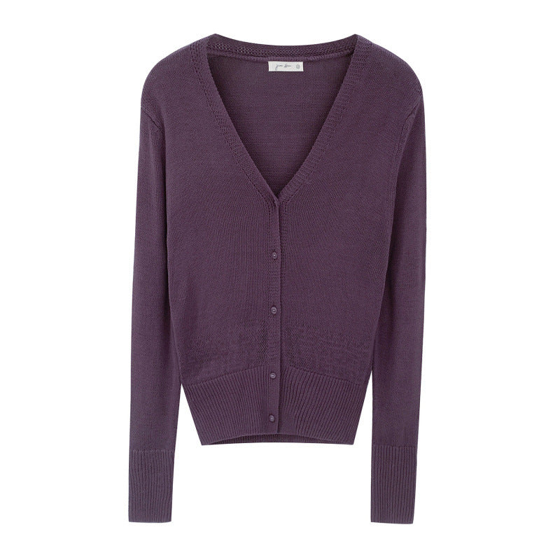 V-neck Slimming Batwing Sleeve Hollow Knit Cardigan Coat for Women