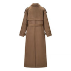 British style deer fur long windbreaker jacket