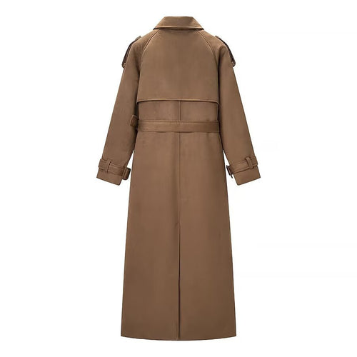 British style deer fur long windbreaker jacket