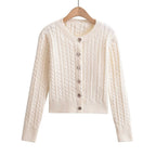 Slim fit round neck single breasted sweater