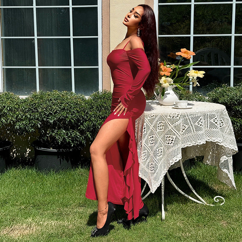 Robe asymétrique fendue pour femme