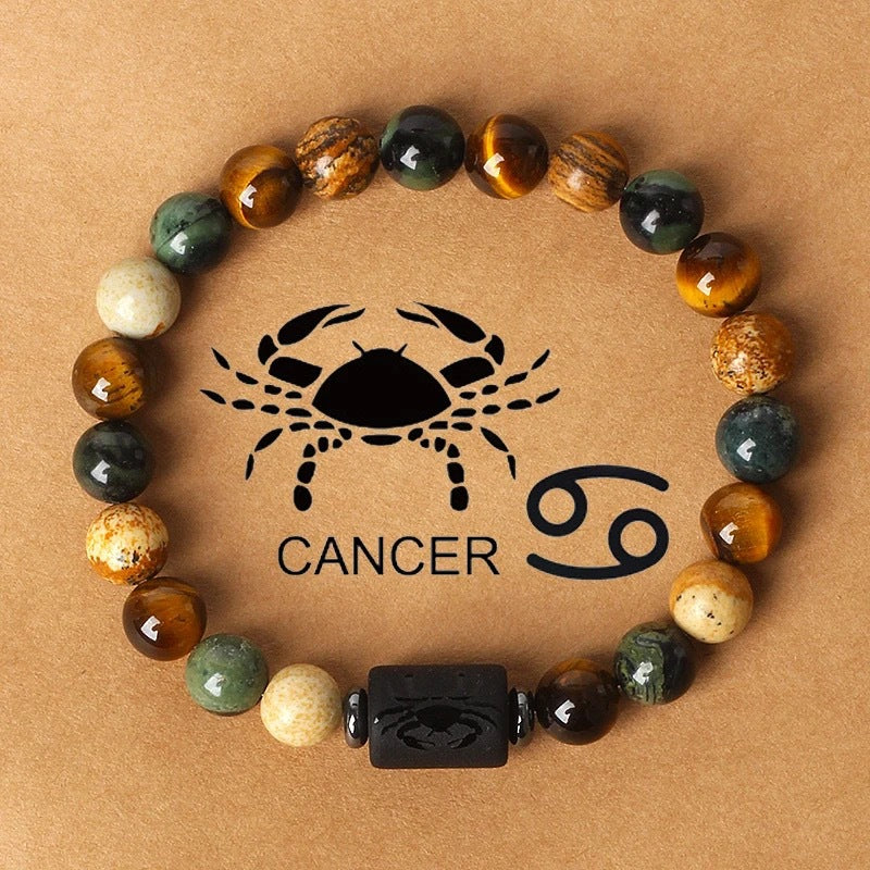 Bracelet Perlé Pierre Naturelle Œil de Tigre Signe Zodiaque