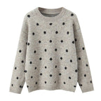 Lazy style loose polka dot pullover knitted sweater