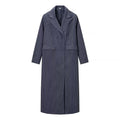 Striped woolen long coat jacket