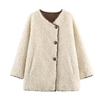 Manteau ample en suède et fourrure d'agneau