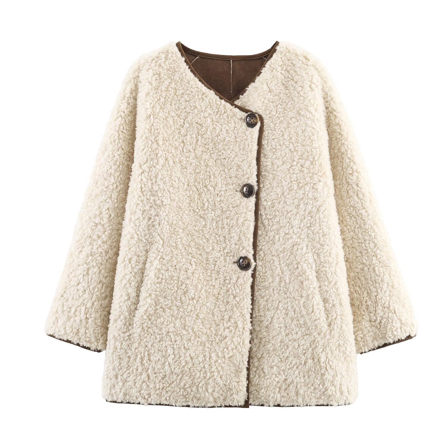 Manteau ample en suède et fourrure d'agneau