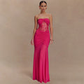 Robe longue bustier plissée transparente pour femme