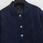 Veste Denim Délavée Col Montant