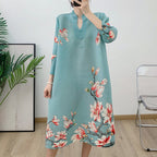 Folded dress for women color blocked loose A dress