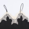 Color blocked lace satin textured top