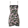 Rose print suspender dress