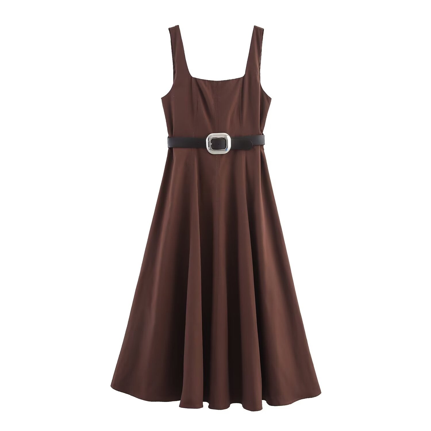 Belt and Flute Strap Dress