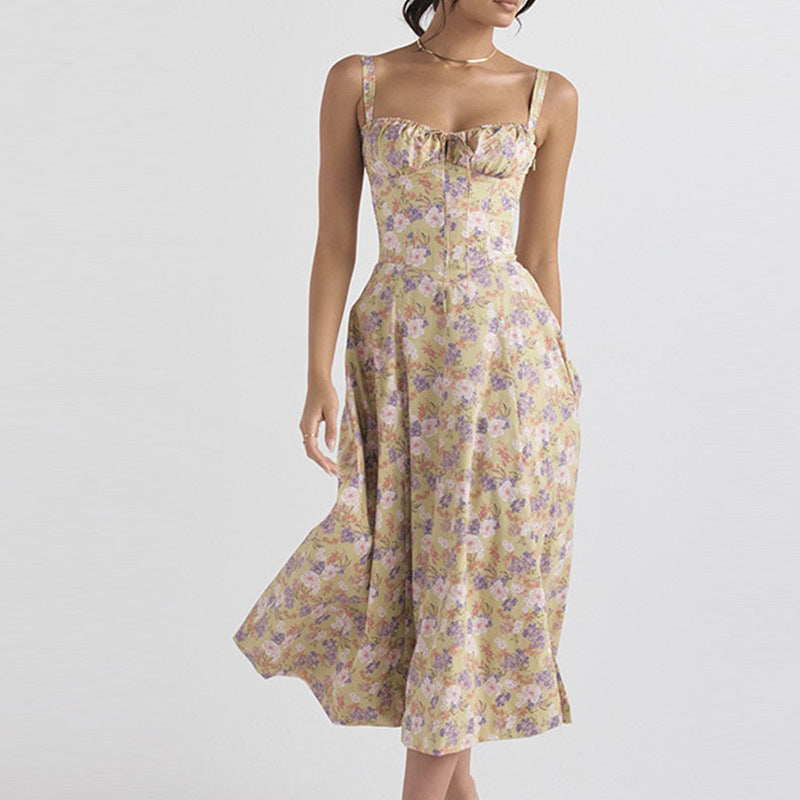 Elegant and fashionable suspender dress