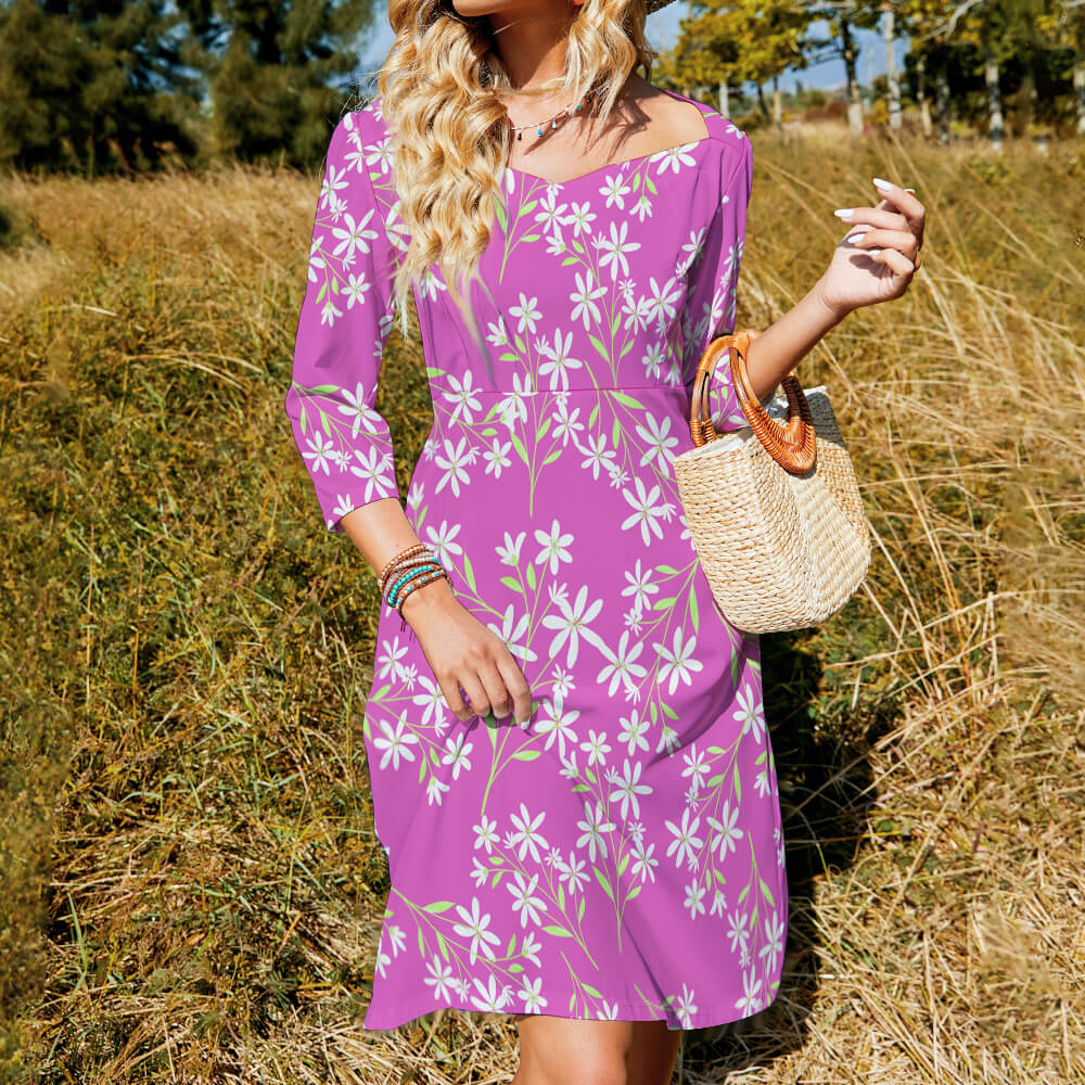 Sweetheart Knot Flare Dress