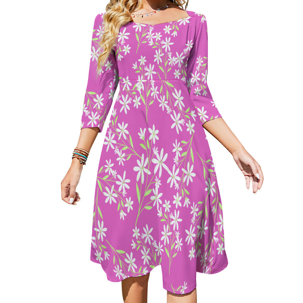 Sweetheart Knot Flare Dress