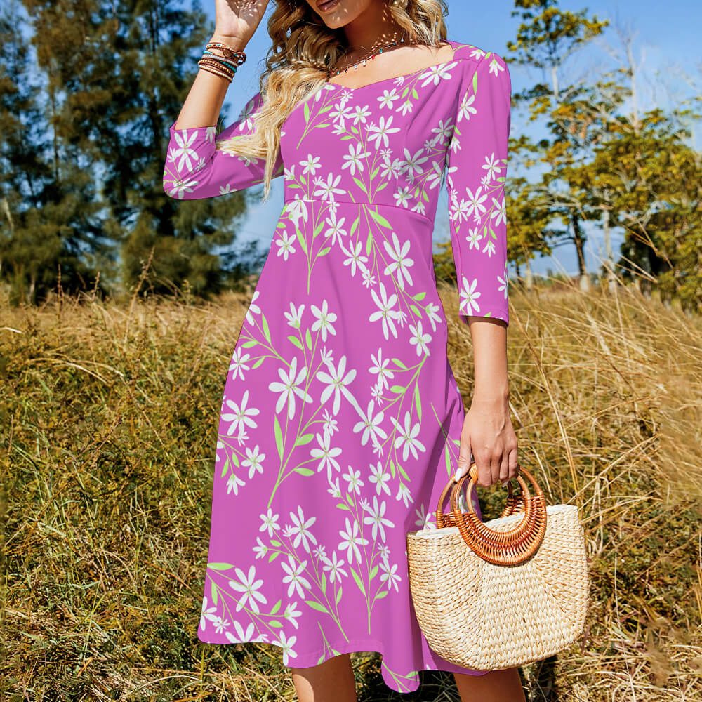 Sweetheart Knot Flare Dress